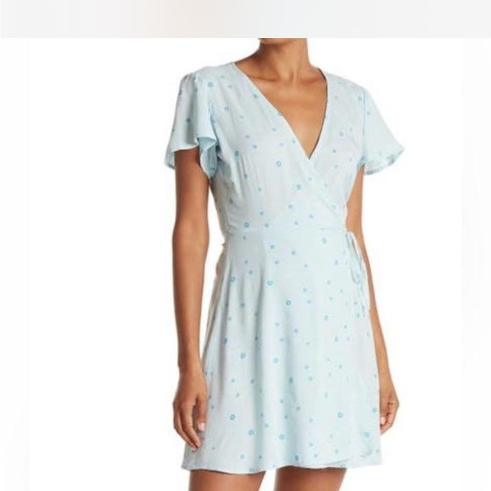 baby blue floral wrap dress